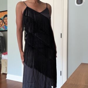 Elegant Black Fringe Dress